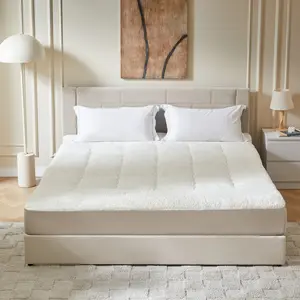 Pinmoco Cozy Warm-Retaining Sherpa Mattress Topper, Thick Fleece Mattress Pad Cover Two-sided Pillow Top Mattress Protector Keep Warm, Machine Washable