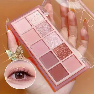 10 colors eyeshadow palette pearlescent glitter super flash matte blush highlighter all-in-one palette multi-purpose cold earth color low saturation matte khaki gray powder daily enhance complexion eyeshadow Valentine's Day gift