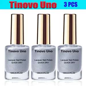 Tinovo Uno 3 Bottles 36ml Metallic Silver Shimmer Quick Dry Polish for Manicure Nail Art & Care Tu-Np-003 Practical Buyers Blind Buy US Local Shipping