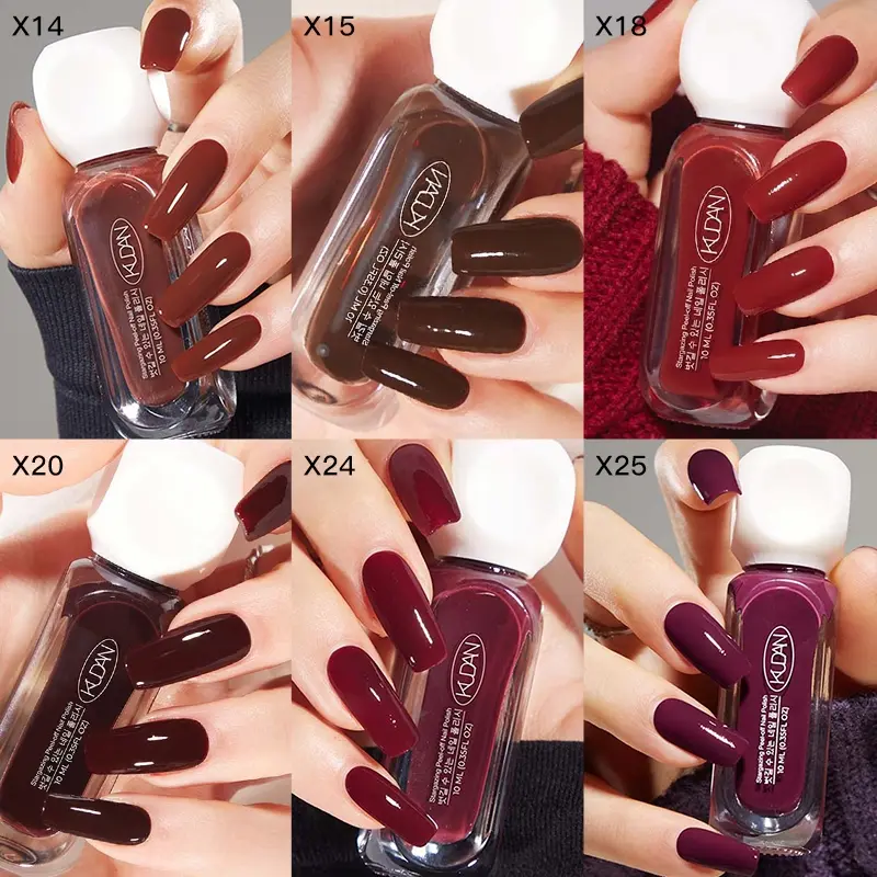 6pcs Water-Based Peel Off Nail Polish Set, Mocha Brown Polish for Fall Winter Nails, Quick Dry Chrome Nail Art Varnish, Fast Dry Nail Polish, DIY Manicure No Lamp, Ideal New Year Christmas Gift