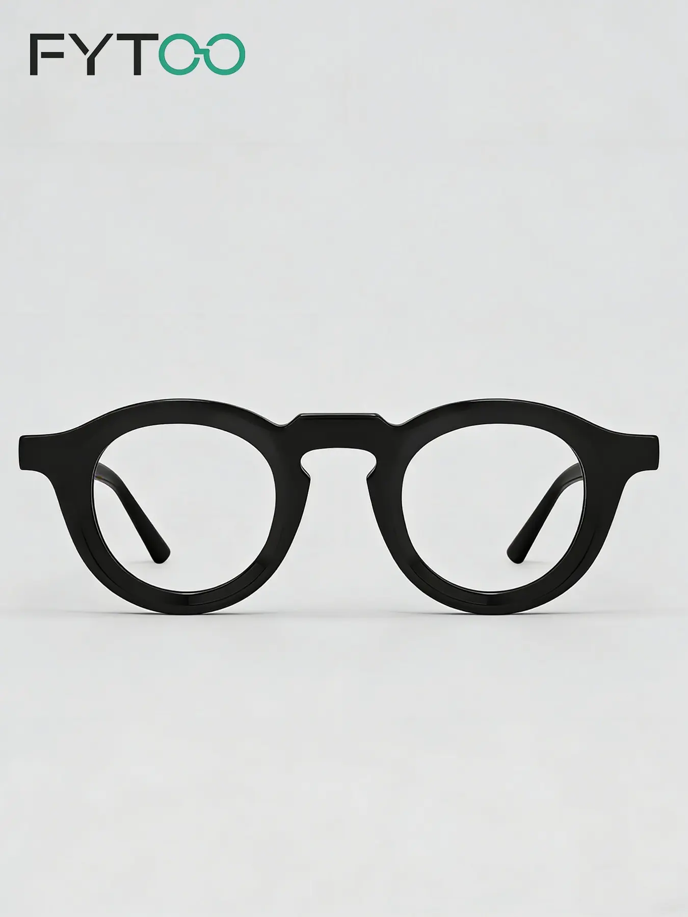 FYTOO Round Black Acetate Blue Light Blocking Glasses for Men Women, Retro Computer Eyewear 1732-01