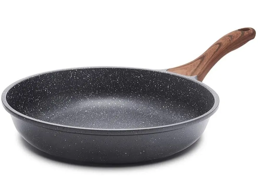 Nonstick Frying Pan 9.5 Inch, Granite Coating Skillet with Healthy Stone Surface, PFOA-Free Omelette Pan, Non Stick Chef Pan for Cooking Eggs, Vegetables, Meat & More