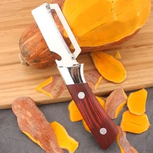 2-in-1 Professional Wood Handle Stainless Steel Peeler & Bottle Opener | Heavy Duty Vegetable Shaver | Ergonomic Kitchen Multi-Tool | Premium Kitchen Essentials