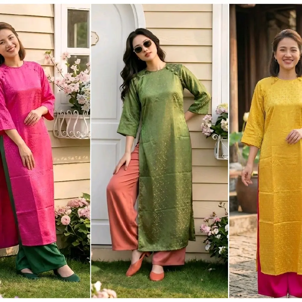 Vietnamese Ao Dai M49 For Women ( Vietnamese Size)/ Áo Dài Cách Tân Truyền Thống Việt Nam/ Girl Ao Dai / Luna Ao Dai