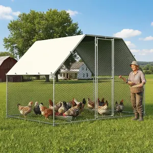 Garvee Upgraded Large Metal Chicken Coop for 6-20 Chickens – Outdoor Walk-In Poultry Cage with Anti-UV Waterproof Cover – Secure Backyard or Farm Pen – 6.56/13.12 x 9.84 x 6.56 ft