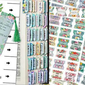 122 Pcs Spanish Bible Index Tabs New & Old Testament Tabs Matte Laminated Floral Design, Bible Journaling Supplies