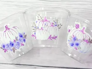 PURPLE PUMPKIN PARTY Cups - Purple Pumpkin Party Purple Pumpkin Cups Little Pumpkin Fall Baby Shower Purple Pumpkin Little Pumpkin Cups