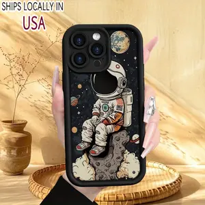 Creative Astronaut Painted Pattern Mobile Phone Case, Thick Full Body Protection, Shockproof And Drop-Proof TPU Sky Eye Ladder Soft Protective Case, Birthday Or Holiday Gift for Men And Women for 16Iphone 15 14 13 12 11 XS XR X 7 8 Mini Plus Pro Max SE