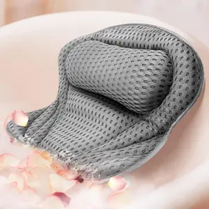 Bath pillow ergonomic fast drying bathtub pillow for headneck shoulder and back support soft 4d mesh fabric and 8 nonslip suction cups spa rest accessories