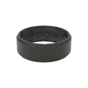 Groove Ring – Men’s Black Silicone Wedding Band, Breathable & Flexible – Edge Black Groove Ring – Men’s Black Silicone Wedding Band, Breathable & Flexible – Edge Black