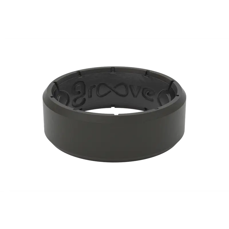 Groove Ring – Men’s Black Silicone Wedding Band, Breathable & Flexible – Edge Black