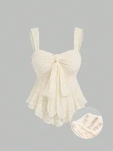Lace Halter Ruffled Top with Bow Waist Ruffle Short Sleeve Nk-0004-603009 Womenswear, Women's Fashionable Upper Body Clothing, Chic Elegant Design for Daily Wear