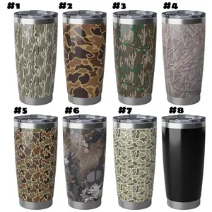 Camouflage Bottomland Greenleaf Duck Camo 20oz Tumbler – Stainless Steel Insulated Travel Coffee Cup, Hunting & Outdoor
