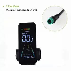 [UART 2 protocol only] 1-piece F4 5-pin premium wired electric bicycle computer LCD display with NFC unlocking and Type-C charging port for mobile phone charging. Suitable for all kinds of electric bicycles
