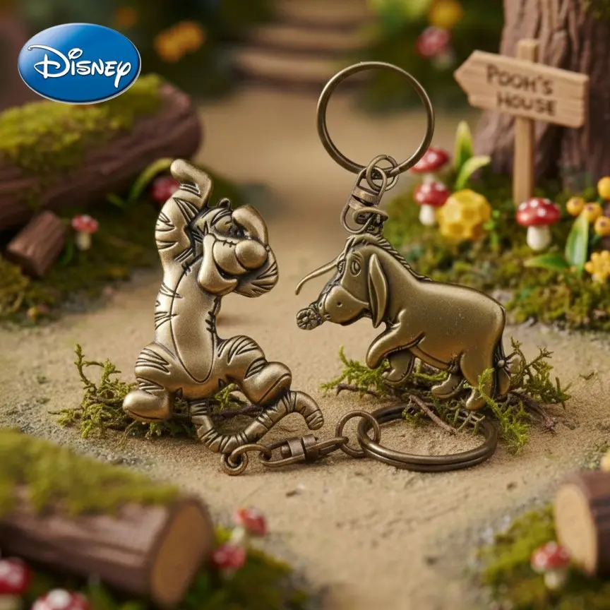 1PC Disney Winniethepooh Officially licensed Keychain Zinc Alloy 3D Figurine Bag Clip Charms Anime Collector Keyring Backpack Decor Tigger Eeyore
