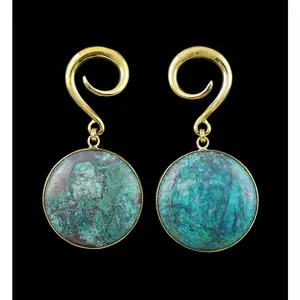 Grand Chrysocolla Stone Hanging Ear Weights
