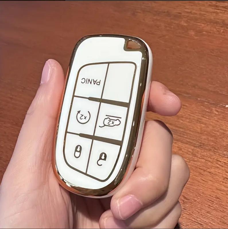 Key Fob Cover, TPU Car Keys Protector Case For For jeep Chrysler 200 300 For Dodge For RAM For Challenger For Journey Smart Remote Keyless，5 button key sleeve case cover