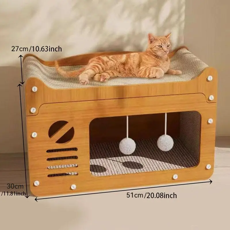 SummerVibes】FANJUN-AMTECH 2-in-1 Wooden Double Layer Cat House