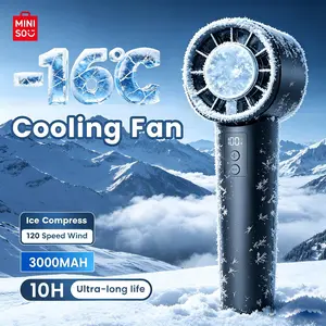 Miniso Portable Turbo Fan with Ice Cooler, Powerful 10000 RPM, Speed (1-120), Up to 8Hrs Cooling, Rechargeable Personal Fan, Small Pocket Hand Fans for Travel/Outdoor/Home/Office