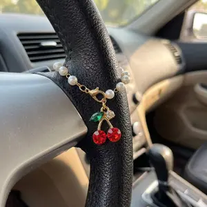 Cherry Steering Wheel Rosary Charm - Rosary CarCharm Accessory-Car Accessory Charms-CarDecor - Car Interior Decoration - Car Ornament -Car Interior Accessory -Unique Trendy Gift