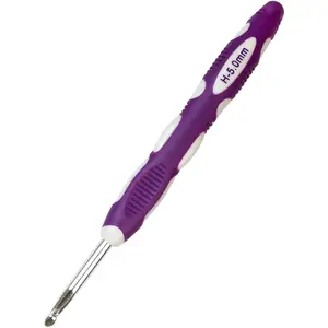 Size H/8(5mm) Extra Long Crochet Hook Needles for Arthritic Hands, Ergonomic Grip Soft Handles for Beginners and Experienced Crochet Lovers, Comfortable Smooth Ergonomic