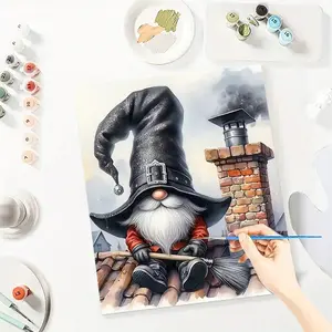 Cute Gnome Paint By Number Kits for Adults Beginners, Easy Acrylic Simple Paint By Number Kits, DlY Watercolor Paint By Numbers Kits on Canvas Without Frame for Home Wall Decor Home Decoration 16x20inch