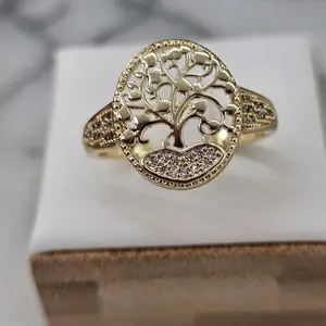 (R10)  life tree ring for women 14kgoldplated