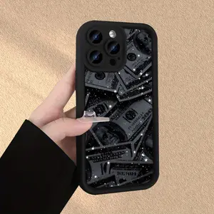 Creative Luxury Money Pattern Phone Case for IPhone 17 16 15 14 Pro Max 13 12 11 Air XR XS Plus Shockproof Non Slip Military-Grade Protection Silicone Cover