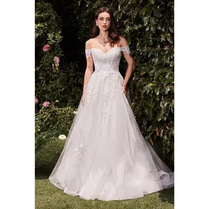 Ladivine C159W Off The Shoulder A-Line Lace & Tulle Wedding Dress