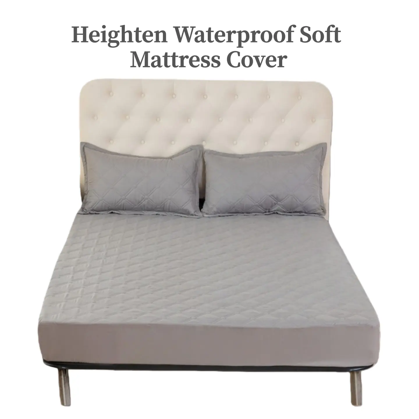Easehomey Waterproof Soft Polyester Plain Solid Mattress Cover Set - 1 Fitted Sheet, 2 Pillowcases, Hypoallergenic, Breathable, Machine Washable, Easy Care, Durable - Fits 2in-12in/5cm-30cm Mattresses - For Bedroom, Dormitory, Clean Sleep