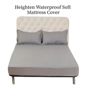 Heighten Waterproof Soft Mattress Cover Set 1pc Fitted Sheet 2 Pillowcases Hypoallergenic Machine Washable for Bedroom Guest Room Dormitory 2in-12in 5cm-30cm Easy Care Durable