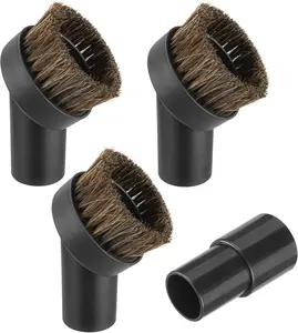 4 count 25mm Horsehair Round Brush Vacuum Brush Attachment with 1-1/4 to /8 inch Hose Adapter for 1.25 inch/32mm Inner Diameter Vacuum Cleaner, Vacuum Attachment for  Household Vacuum Cleaners
