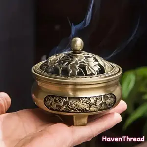 Vintage Hollow Out Design Incense Burner, 1 Count Handheld Incense Burner, Home Desktop Decoration Ornament, Scent, Fragrance Incense