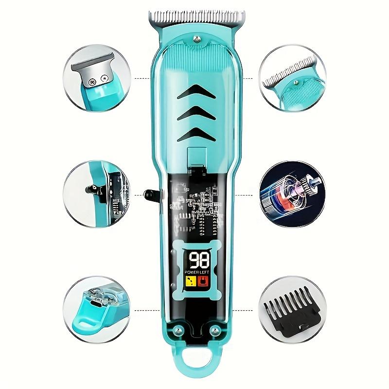 Professional Transparent Hair Clipper for Men - Cordless Rechargeable Trimmer with High-Speed Silent Motor, USB-C Precision Grooming for Home & Salon, Portable Electric Hair Cutting Machine, Durable & Easy to Clean