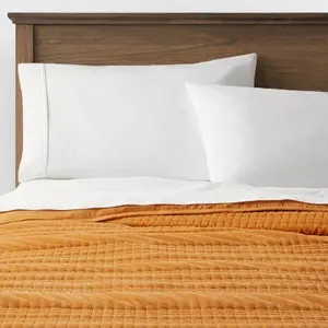 Threshold Quilt Velvet Quilted Solid Lightweight OEKO-TEX, Dark Gold, King