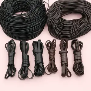 2-5m/lot 1-8mm Genuine Cow Leather Round/Flat Strand Thong Cord DIY Bracelet Findings Rope String Jewelry Making Accessories