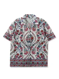 Printed Blouse, Unisex Floral Shirt, Hawaiian Style, Casual Vacation Wear, Short Sleeve, Valentine's Gift, Youth Fashion