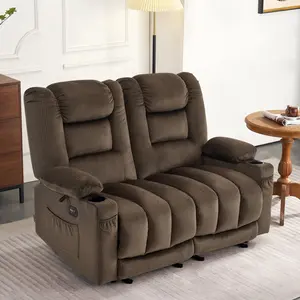 Power Reclining Loveseat with Heat and Massage, Fabric PR649