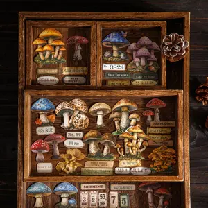 Vintage Mushroom Sticker Set, 3 Pack DIY Scrapbook Page Scrapbook Planner Album Greeting Card Calendar Decoration, Handmade Journal Supplies Crafts