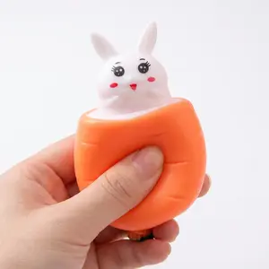 Soft Squishy Carrot Rabbit Fidget Toy, Funny Squeeze Stress Relief Novelty Toy for Kids & Adults, Ideal Easter Gift,Stress Relief Toys