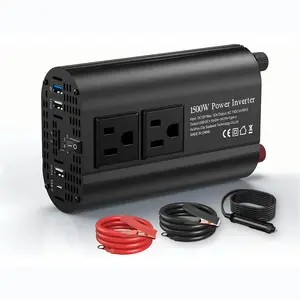 TATALIKEN 1500W Car Power Inverter, Modified Sine Wave, 12 V to 110 V, featuring 2 US-style AC outlets and 3 USB ports; supports charging for phones and computers; an essential choice for emergency power supply
