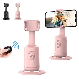 DERCLIVE Auto Face Tracking Tripod, 360 Rotation Face Body Phone Camera Mount Smart Shooting Phone Tracking Holder for Live Vlog Streaming Video, Pink DERCLIVE