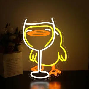 Duck Shape Neon Light, Home Decor Lamp, Indoor Bedroom Bar Restaurant Ambiance Light, USB Powered, Adjustable Wall Mountable Switch