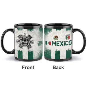 Printed Washable 2026 Mexico Aztec Calendar Ceramic Mug, Piedra del Sol Style Drinkware, Mexico Soccer Fan Coffee Cup, Mexican Heritage Gift for Men Women