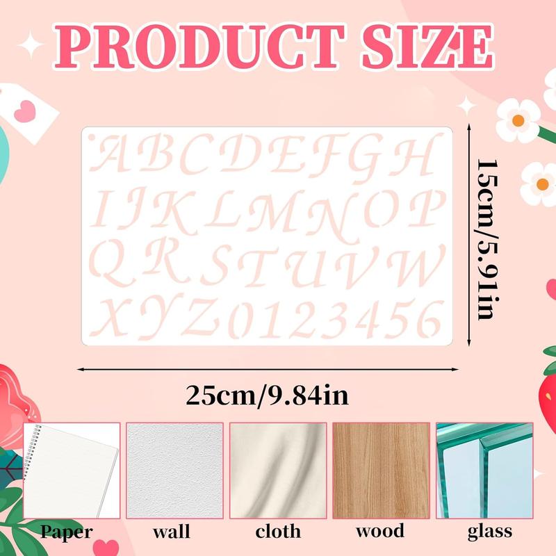 13pcs Plastic Letter Stencils for Painting 1/2 3/4 1 2 Inch Alphabet & Number Templates Reusable Durable Eco-friendly for Journal Notebook Scrapbook Diary Decor Supplies