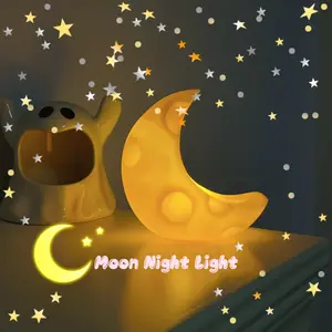Cheese Moon Designed Night Light - Cute Style Bedside Lamp, Cartoon Cheese Moon night light, Bedroom Decor and Ambience, Holiday Season Gift, Christmas Decoration, Christmas Gift.