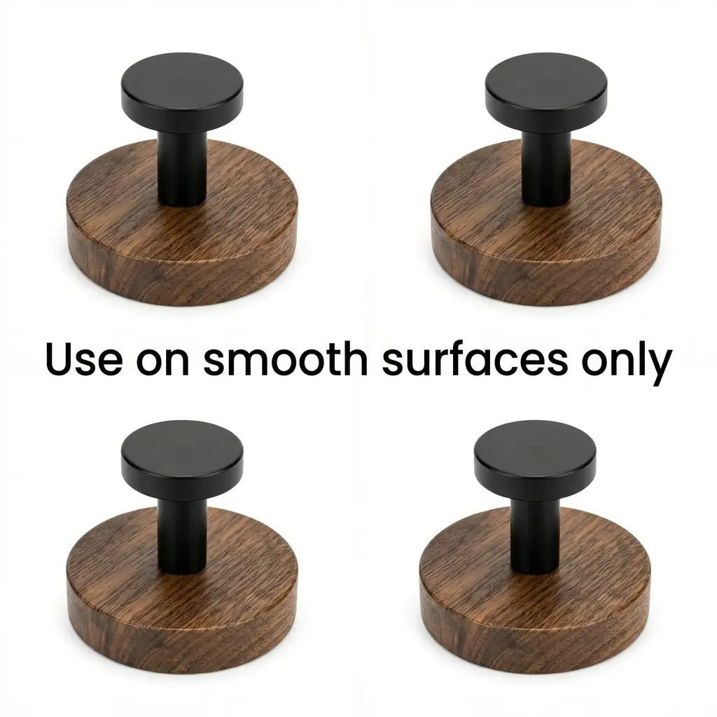 4/8/12-Pack Walnut Wood Strong Suction Cup Hanging Hooks, No-Drill Reusable Heavy-Duty Storage Hooks, Waterproof Adhesive Home Organizer for Bathroom Organizing Accessories, Kitchen