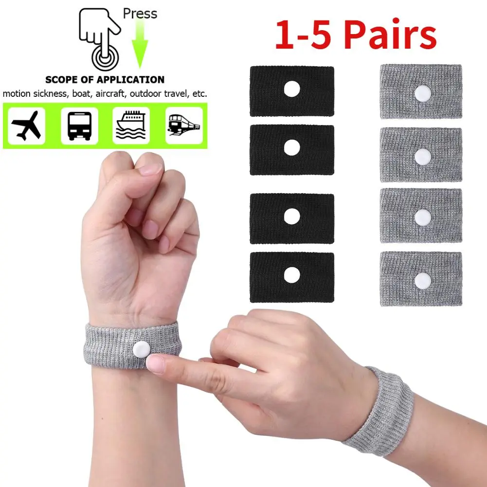 1-5 Pairs Travel Morning Sickness Wrist Band Anti Nausea Car Van Sea Plane Wristband Anti-motion Sickness Bracelet Strap Boats