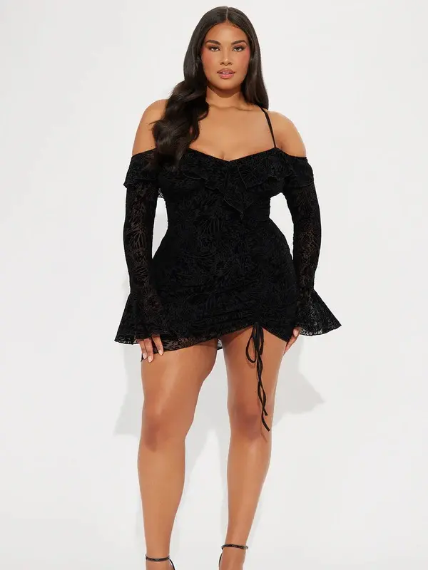 Misty Black Velvet Mesh Micro Mini Dress with Ruffle Sleeves & Lace-Up Detail for Sexy Night Out Look - TikTok Shop Misty Black Velvet Mesh Micro Mini Dress with Ruffle Sleeves & Lace-Up Detail for Sexy Night Out Look - TikTok Shop