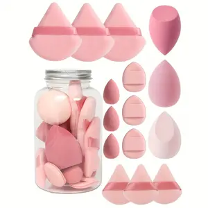 15 cans, 3 powder puffs and 3 mini powder puffs and 3 makeup sponges and 3 mini makeup sponges and 3 mini air puffs in spring, foundation make-up mixed beauty sponge, liquid, cream and powder, multi-color makeup sponge